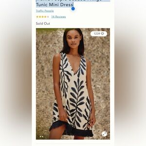 Traffic People Beaded Fringe Tunic Mini Dress